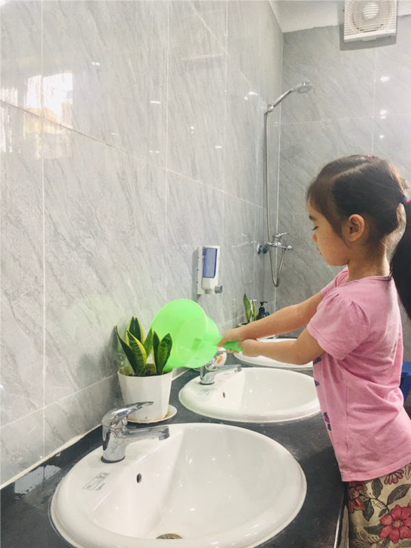 Các bé MGN B4 chăm sóc cây xanh