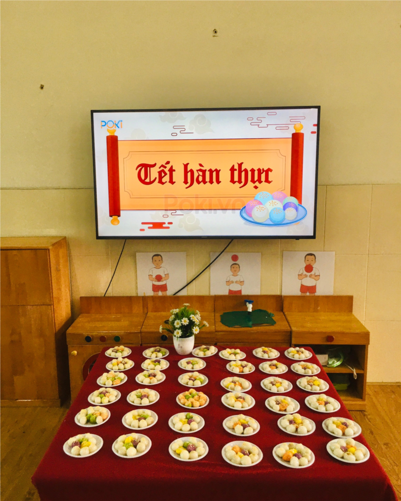 Các bé MGN B4 nặn bánh trôi ngày tết Hàn Thực